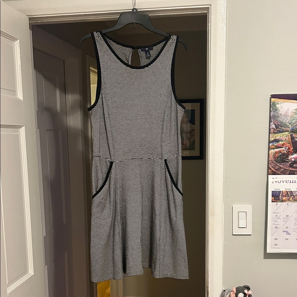 GAP Black and White Striped Mini Dress